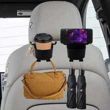 Car Headrest Backseat Organizer, 3 in 1 Automotive Cell Phone Drink cupholder Adapter with Headrest Hooks for Kids and Adults, Multifunctional Storage for Car Travel Accessories the24kgal