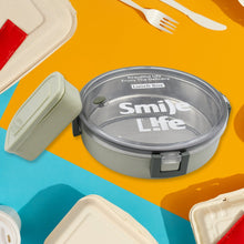 Miracle Stainless Steel Round Lunch Box, with Small Plastic Box Insert Leak Proof Lunch Box with Transparent lid, Lunch Box for Kids & Adults for School, Office (450 ML + 250 ML Approx) the24kgal