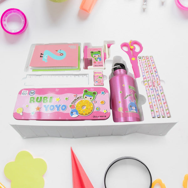 12-Piece Stationery Set: Pencil Box, Pencils, Erasers & More the24kgal