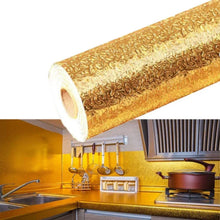 Oil Proof Sticker, Waterproof Self Adhesive Aluminum Foil Wallpaper (60 cm×200 Cm / Golden / 1 Pc) the24kgal