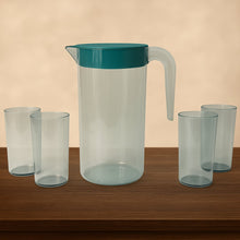 Apex Crystal Premium Jug with Lid & 4 Pcs Glass (1500 ML / 300 ML Approx / 5 Pcs Set) the24kgal