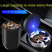 Portable Car Ashtray with Lid and Blue LED Light (1 Pc) the24kgal