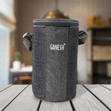 Ganesh 4In1 Tiffin Box-Lunch Box | 3 Stainless Steel Containers 300 Ml Approx & Plastic Salad Container 200 Ml Approx| Plastic lid Box | Round Zip Bag | Leak Proof | Microwave Safe for Office, College and School for Men, Women  the24kgal