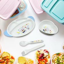 5in1 Baby Feeding Set for Kids and Toddlers,Children Children Dinnerware Set - Feeding Set for Kids, Cartoon Design Plate, Cup, Spoon, Fork  Tableware Cutlery for Kids Microwave (5 Pcs Set) the24kgal