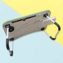 MultiPurpose Study Table Foldable Portable Notebook Bed Lap Desk Tray Stand Reading Holder with Coffee Cup Slot, Drawer, Fan, USB Cable & Light for Breakfast, Reading & Movie Watching (1 Pc Mix Color) the24kgal