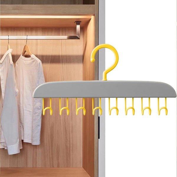 Plastic Organizer Hanger 360 Degree Rotatable Clothes Multifunctional with 8 Hooks Heavy Duty Clothing Tank Top Belt Towel Drying Rack Holder (1 pc) the24kgal