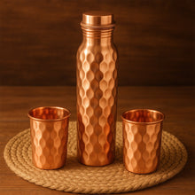 Copper Water Bottle 2 Glasses with Gift Box (3 Pcs Set) the24kgal