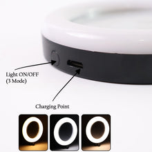 Rechargeable LED Makeup Mirror with Ring Light (1 Pc) the24kgal
