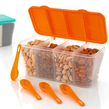 Kitchen Airtight 4-Section Storage Container / Pickle Jar with 4 Spoons (1 Pc / Mix Color) the24kgal