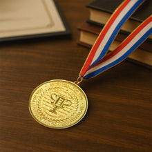 Gold Metal Medal with Tricolor Ribbon (1 Pc) the24kgal