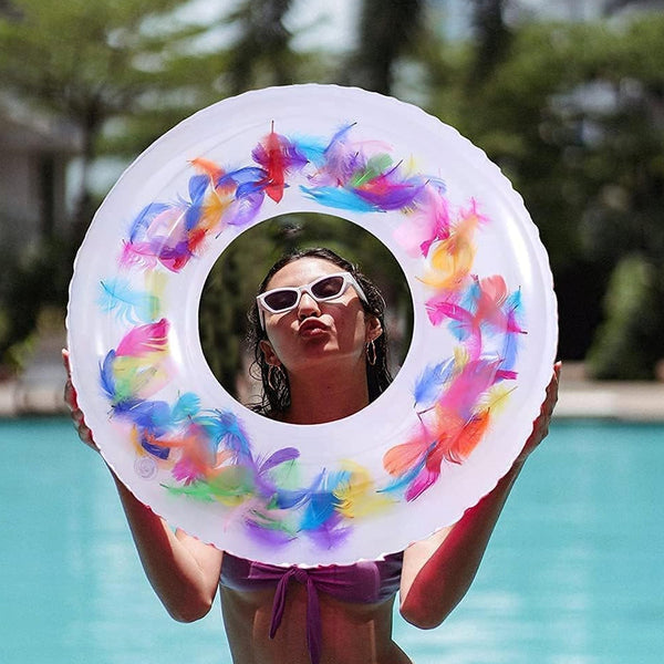 Swim Ring, For children, Conveniently Portable, Feathers, Swimming Ring, For Water Play, For Beaches, Swimming, Summer Vacation (1 Pc) the24kgal