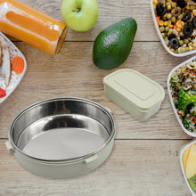 Miracle Stainless Steel Round Lunch Box, with Small Plastic Box Insert Leak Proof Lunch Box with Transparent lid, Lunch Box for Kids & Adults for School, Office (450 ML + 250 ML Approx) the24kgal