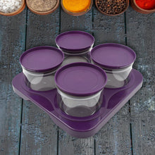 Airtight Plastic 4 Pc Storage Container Set, With Tray Dry Fruit Plastic Storage Container Tray Set With Lid & Serving Tray For Kitchen the24kgal