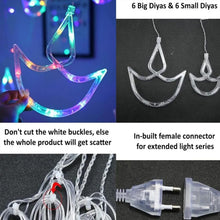 Multicolor 12 Diya Curtain String Lights, Window Curtain Lights with 8 Flashing Modes Decoration Light (Multi Color) the24kgal