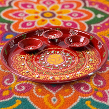 Hand-Painted Decorative Pooja Thali with Ganesha Motif and Diyas the24kgal