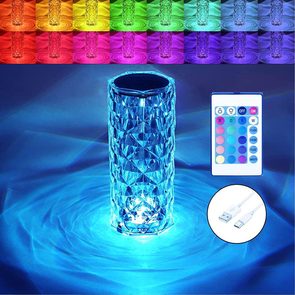 Crystal Touch Night Light for Bedroom Decor (16 Colors, Remote, USB) the24kgal
