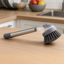 Cleaning Brushes Set, Scrub Brush Bathroom Brush, Long Handle Liquid Dispenser Pot Washing Brush the24kgal