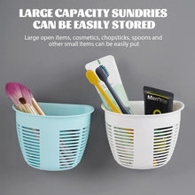 Hanging Plastic Storage Basket, Adhesive Wall Mounted Organizer Box Make Up Holder Shelf Bathroom Wall Basket Punch Free Drain Basket for Kitchen Bathroom, Wall Type Storage Basket (1 Pc) the24kgal