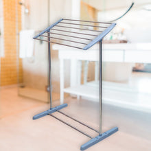Multi-Functional Single Tier Mobile Towel Foldable Rack for Cloth and Towel / Stainless Steel and Plastic Made Mobile Towel and Cloth Rack Holder Indoor / Outdoor Standing Movable Cloth Dryer Rack, Balcony Cloth Drying Stand the24kgal