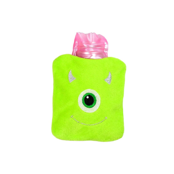 Green One-Eyed Monster Print Small Hot Water Bag with Cover for Pain Relief the24kgal