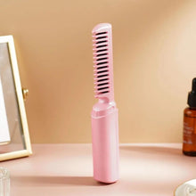 Rechargeable Mini Hair Straightener, Travel Portable USB Charging Cordless Hair Straightener Bursh, Three Temperature Adjustments Flat Iron Comb (1 Pc) the24kgal