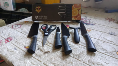 6 Pieces Professional Kitchen Knife Set, Meat Knife, Chef's Knife with Non-Slip Handle for Home, Kitchen and Restaurant with Chef Peeler and Scissor (Stainless Steel / 6 Pcs Set) the24kgal
