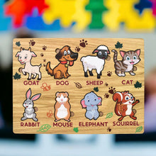 Wooden Animal Puzzle Learning Educational Board (1 Set / 28×20 Cm) the24kgal