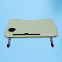 MultiPurpose Study Table Foldable Portable Notebook Bed Lap Desk Tray Stand Reading Holder with Coffee Cup Slot, Drawer, Fan, USB Cable & Light for Breakfast, Reading & Movie Watching (1 Pc Mix Color) the24kgal