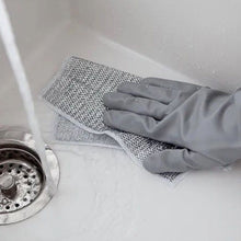 Double-Sided Microfiber Cloth & Stainless Steel Scrubber – Non-Scratch Wire (1 Pc, 20x20 cm) the24kgal