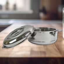 Royal Unique Hot Pot Stainless Steel Insulated Serving Casserole with Lid & Handle (3 pcs Set) the24kgal
