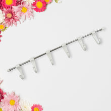 Stainless Steel Utensil Hanger Rail Nail Free Wall Mount with 2 Magic Stickers & 6 Plastic Hooks For Kitchen the24kgal