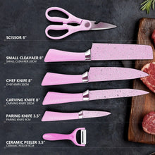 Stainless Steel Non Stick Ceramic Coating 6 Pcs Chef Kitchen Knife Set with Scissor & Peeler the24kgal
