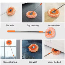 360° Rotatable Ceiling Dust Cleaning Mop Extendable Long Lightweight Handle Mop Heads Pad, Spin Scrubber for Ceiling Floor Bathroom Kitchen Tile the24kgal