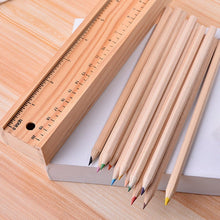 Colorful Wooden Pencil Set with Pencil box, Ruler, Sharpener For for Kids, Artist, Architect (12 Pcs Set) the24kgal