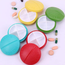 Portable Round Shape 4 Compartments Pill Box (1 Pc / With Brown Box) the24kgal