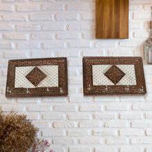 Handicraft Meenakari Wooden keyholder | Wall Hanging Key Holder Style for Your Home Decor & Gift Keys Stand for Entryway, Kitchen, Office, Bedroom Decorative Keys Organizer keyholder (2 Pc Set) the24kgal