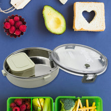 Miracle Stainless Steel Round Lunch Box, with Small Plastic Box Insert Leak Proof Lunch Box with Transparent lid, Lunch Box for Kids & Adults for School, Office (450 ML + 250 ML Approx) the24kgal