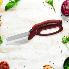 2 in 1 Kitchen Knife Scissor with Spring Locking Hinge and Chopping Board (1 Pc / With Card Packing) the24kgal