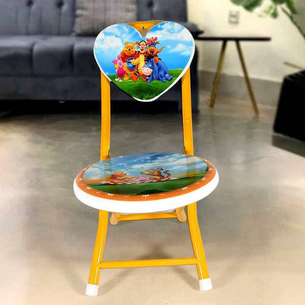 Heart Shape Kids Chair Cartoon Printed Foldable Kids / Children Folding Chair for Playrooms, Schools, Daycares, and Home. Metal and Fibre Body Picnic Beach Camping Chair (1 Pc) the24kgal