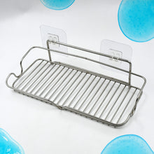 Stainless Steel Kitchen Bathroom Shower Shelf Storage Suction Basket Rack With 2 Hook (1 Pc) the24kgal