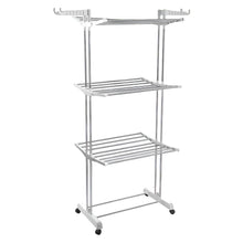 3-Tier Foldable Stainless Steel Cloth Drying Stand with Wheels the24kgal