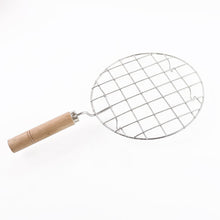 Kitchen Round Stainless Steel Roaster Papad Jali, Barbecue Grill with Wooden Handle the24kgal