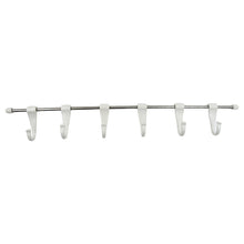 Stainless Steel Utensil Hanger Rail Nail Free Wall Mount with 2 Magic Stickers & 6 Plastic Hooks For Kitchen the24kgal