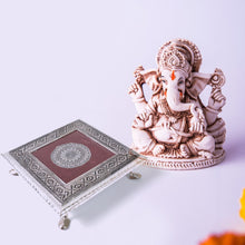Silver - Square Pooja Chowki Patla / Bajot (20×20 CM / 1 Pc) the24kgal