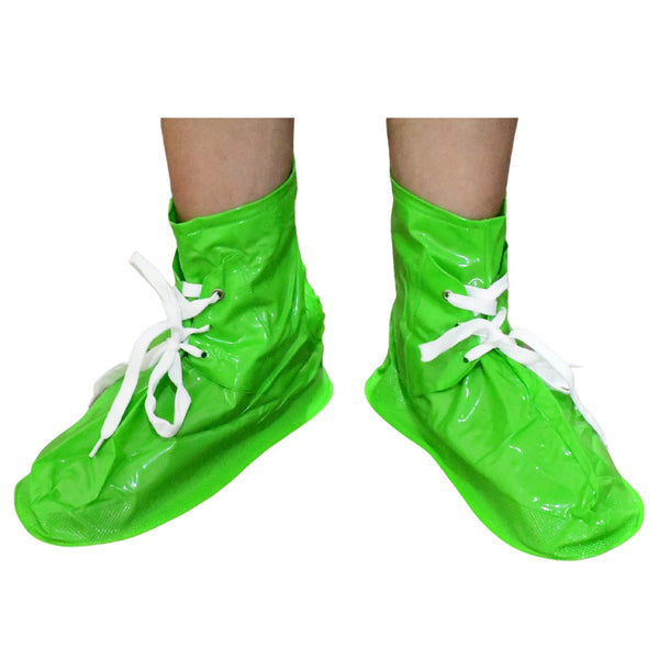 Plastic Shoes Cover Reusable Anti-Slip Boots Zippered Overshoes Covers & Shoe laces Waterproof Snow Rain Boots for Kids / Adult Shoes, for Rainy Season (1 Pair) the24kgal