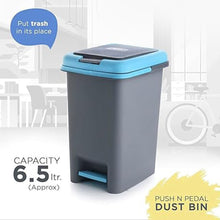 Apex Plastic Push N Pedal Dust Bin | Hands-Free Operation, Compact Design 6.5 Liters (1 Pc / Mix Color) the24kgal