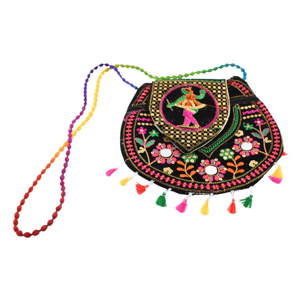 9 inch Handcrafted Cotton Embroidered Shoulder Bag for Girls & women (1 Pc) the24kgal