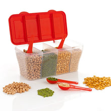 Kitchen Airtight 4-Section Storage Container / Pickle Jar with 4 Spoons (1 Pc / Mix Color) the24kgal