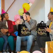 Birthday Gift Bag with Gold Shiny Stars, Reusable Party Gift Bags (1 Pc) the24kgal