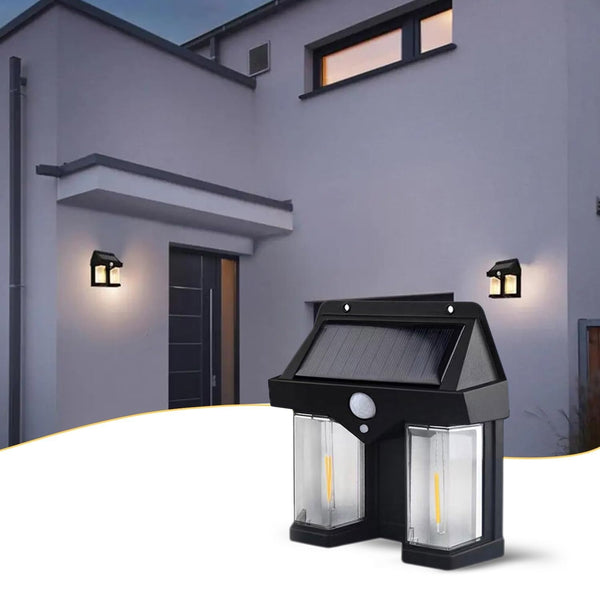 Outdoor Solar Wall Lamp Outdoor Waterproof High Quality Lamp Induction Garden Lamp Garden Villa Night Lamp Double Lamp Light (1 Pc) the24kgal